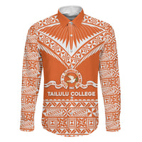 Personalised Tonga Tailulu College Family Matching Summer Maxi Dress and Hawaiian Shirt Tongan Kupesi Pattern LT05 Dad's Shirt - Long Sleeve Orange - Polynesian Pride