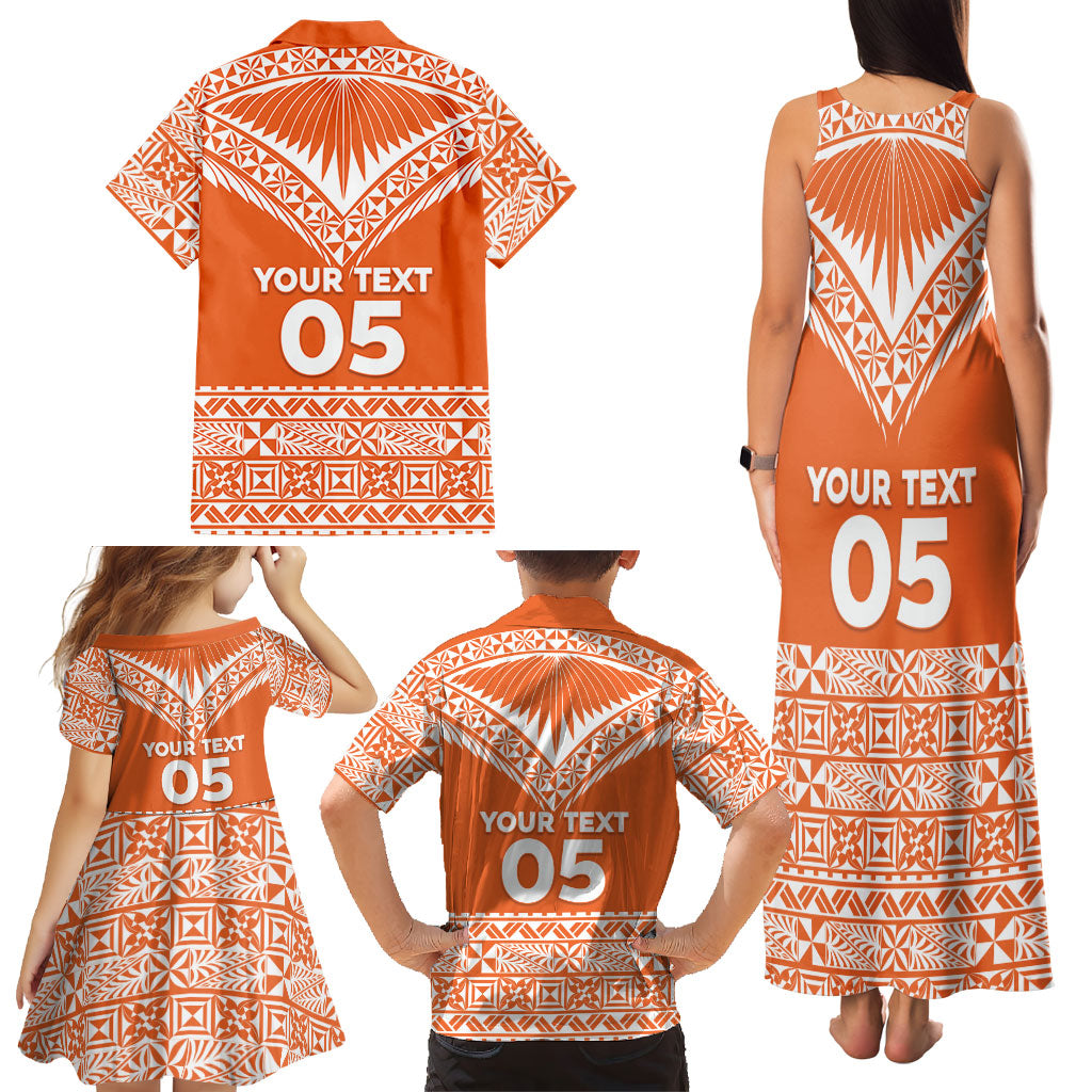 Personalised Tonga Tailulu College Family Matching Tank Maxi Dress and Hawaiian Shirt Tongan Kupesi Pattern LT05 - Polynesian Pride
