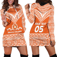 Personalised Tonga Tailulu College Hoodie Dress Tongan Kupesi Pattern