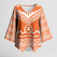 Personalised Tonga Tailulu College Kimono Sleeve Blouse Tongan Kupesi Pattern LT05 Female Orange - Polynesian Pride