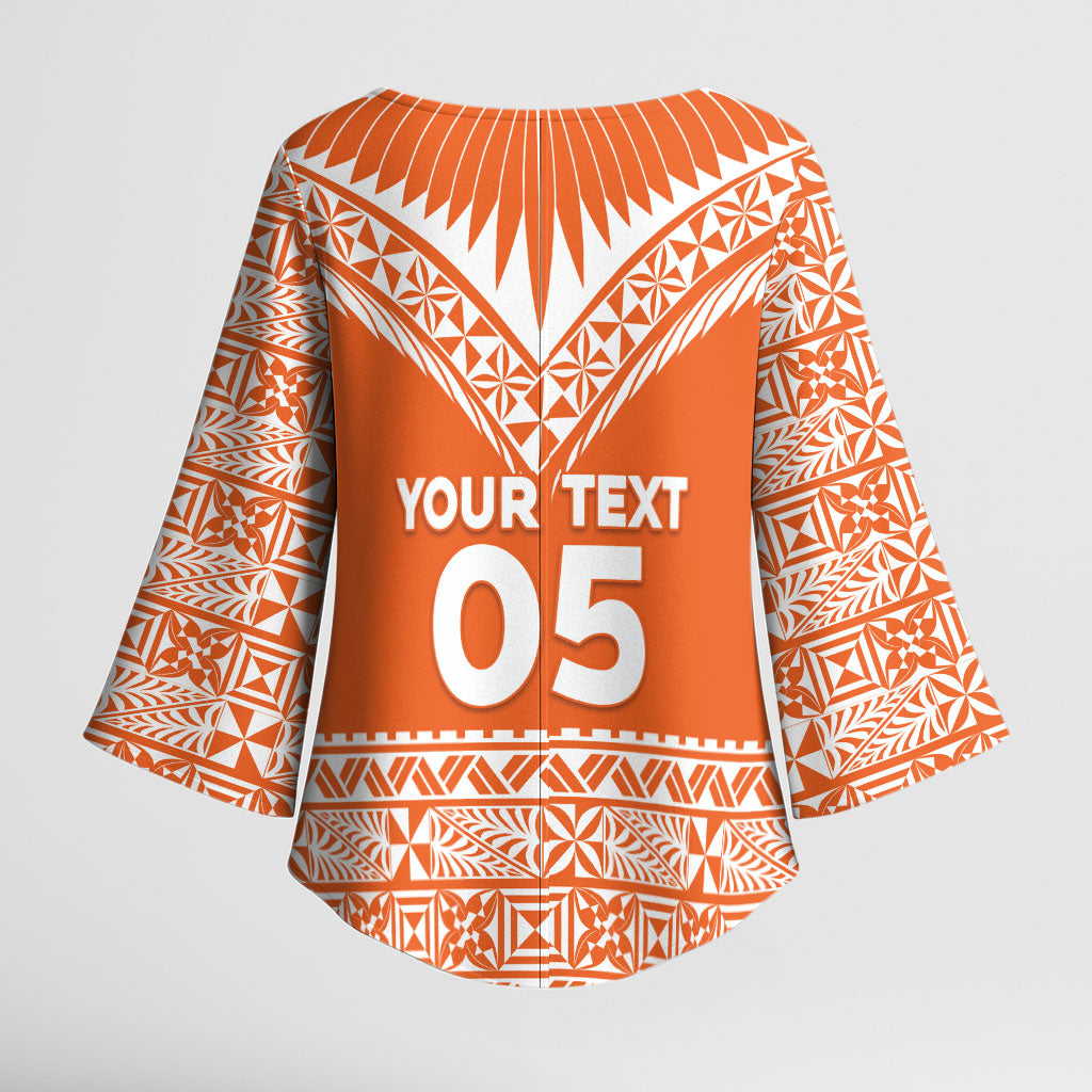 Personalised Tonga Tailulu College Kimono Sleeve Blouse Tongan Kupesi Pattern LT05 - Polynesian Pride