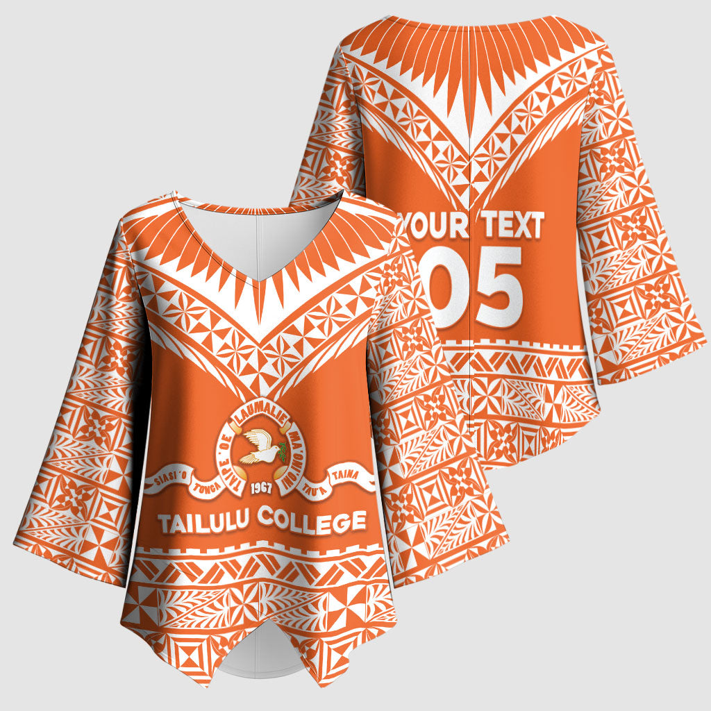 Personalised Tonga Tailulu College Kimono Sleeve Blouse Tongan Kupesi Pattern LT05 - Polynesian Pride