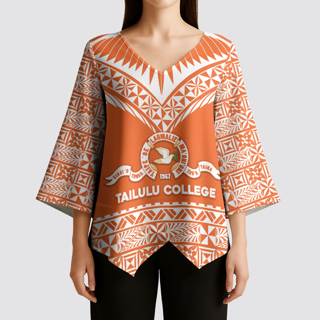 Personalised Tonga Tailulu College Kimono Sleeve Blouse Tongan Kupesi Pattern LT05 - Polynesian Pride