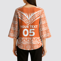 Personalised Tonga Tailulu College Kimono Sleeve Blouse Tongan Kupesi Pattern LT05 - Polynesian Pride