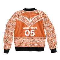 Personalised Tonga Tailulu College Sleeve Zip Bomber Jacket Tongan Kupesi Pattern LT05 - Polynesian Pride