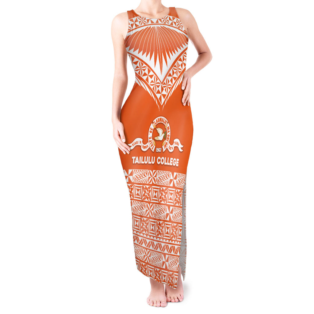 Personalised Tonga Tailulu College Tank Maxi Dress Tongan Kupesi Pattern
