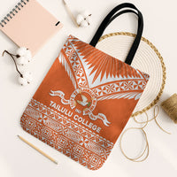 Tonga Tailulu College Tote Bag Tongan Kupesi Pattern LT05 Black Strap One Size Orange - Polynesian Pride