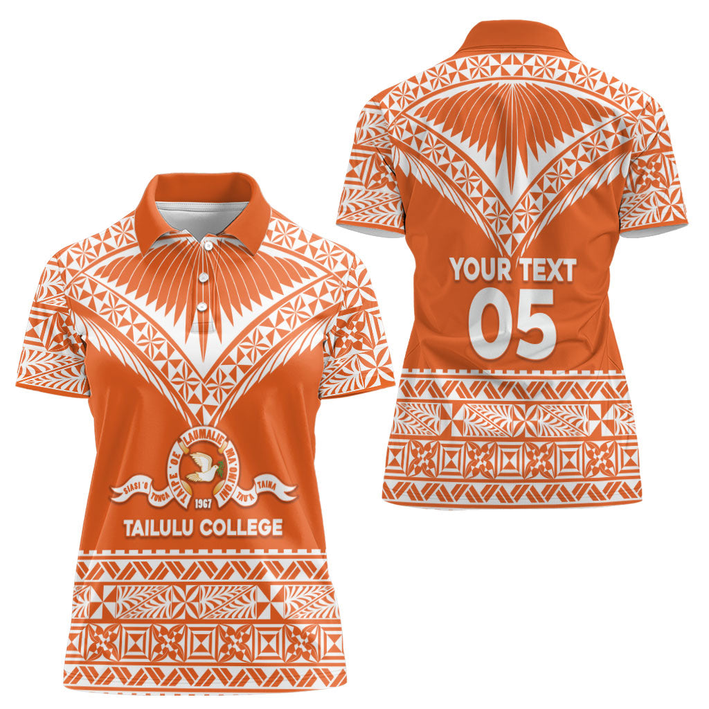 Personalised Tonga Tailulu College Women Polo Shirt Tongan Kupesi Pattern