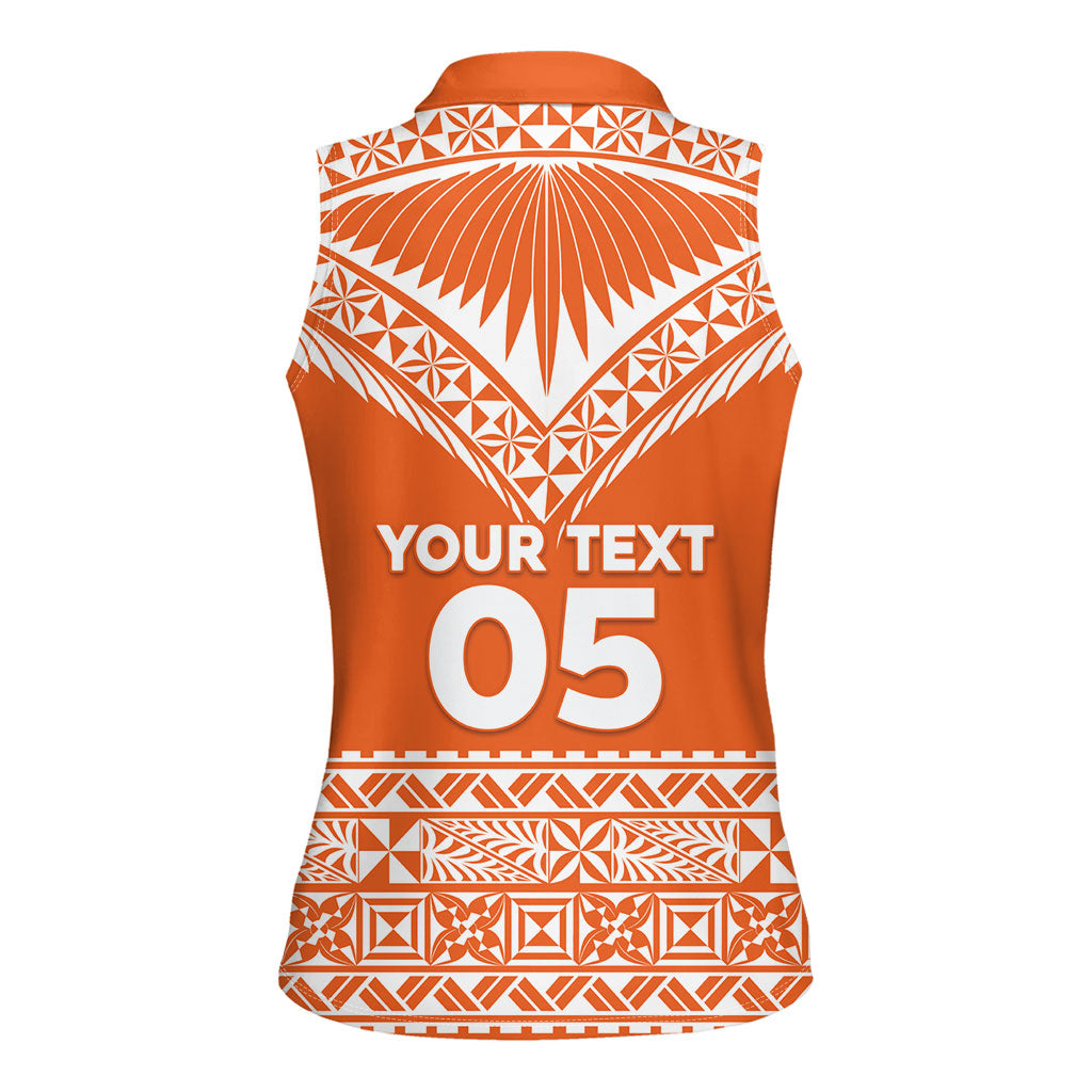 Personalised Tonga Tailulu College Women Sleeveless Polo Shirt Tongan Kupesi Pattern LT05 - Polynesian Pride