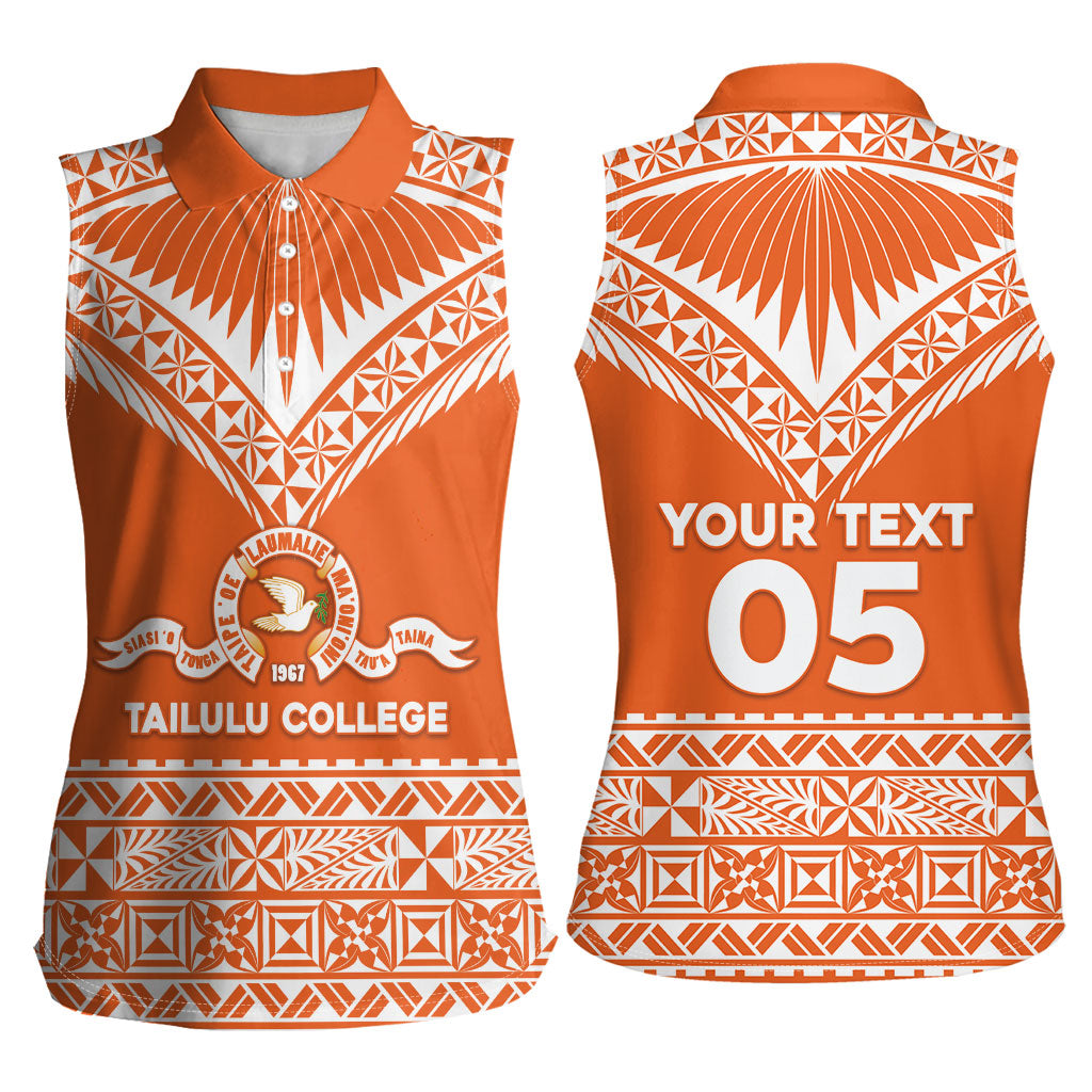 Personalised Tonga Tailulu College Women Sleeveless Polo Shirt Tongan Kupesi Pattern LT05 - Polynesian Pride