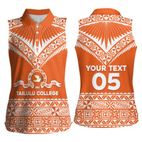 Personalised Tonga Tailulu College Women Sleeveless Polo Shirt Tongan Kupesi Pattern LT05 - Polynesian Pride