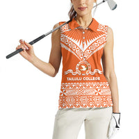 Personalised Tonga Tailulu College Women Sleeveless Polo Shirt Tongan Kupesi Pattern LT05 - Polynesian Pride