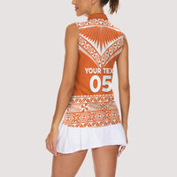 Personalised Tonga Tailulu College Women Sleeveless Polo Shirt Tongan Kupesi Pattern LT05 - Polynesian Pride