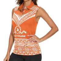 Personalised Tonga Tailulu College Women Sleeveless Polo Shirt Tongan Kupesi Pattern LT05 - Polynesian Pride