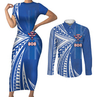 Personalised Hawaii 808 Couples Matching Short Sleeve Bodycon Dress and Long Sleeve Button Shirt Unique Style