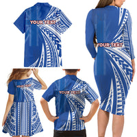 Personalised Hawaii 808 Family Matching Long Sleeve Bodycon Dress and Hawaiian Shirt Unique Style LT05 - Polynesian Pride