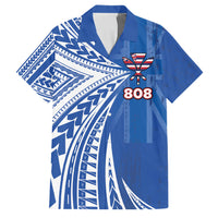 Personalised Hawaii 808 Family Matching Off The Shoulder Long Sleeve Dress and Hawaiian Shirt Unique Style LT05 Dad's Shirt - Short Sleeve Blue - Polynesian Pride