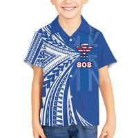 Personalised Hawaii 808 Family Matching Summer Maxi Dress and Hawaiian Shirt Unique Style LT05 Son's Shirt Blue - Polynesian Pride