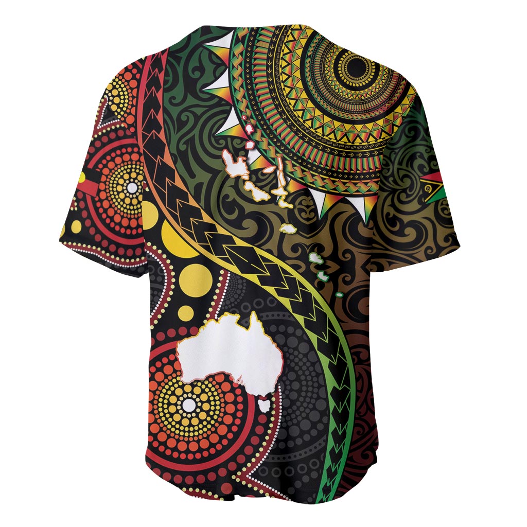 Vanuatu And Australia Aboriginal Baseball Jersey Iguana And Kangaroo Together LT05 - Polynesian Pride