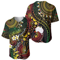 Vanuatu And Australia Aboriginal Baseball Jersey Iguana And Kangaroo Together LT05 - Polynesian Pride