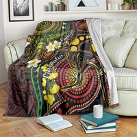 Vanuatu And Australia Aboriginal Blanket Iguana And Kangaroo Together LT05 Black - Polynesian Pride