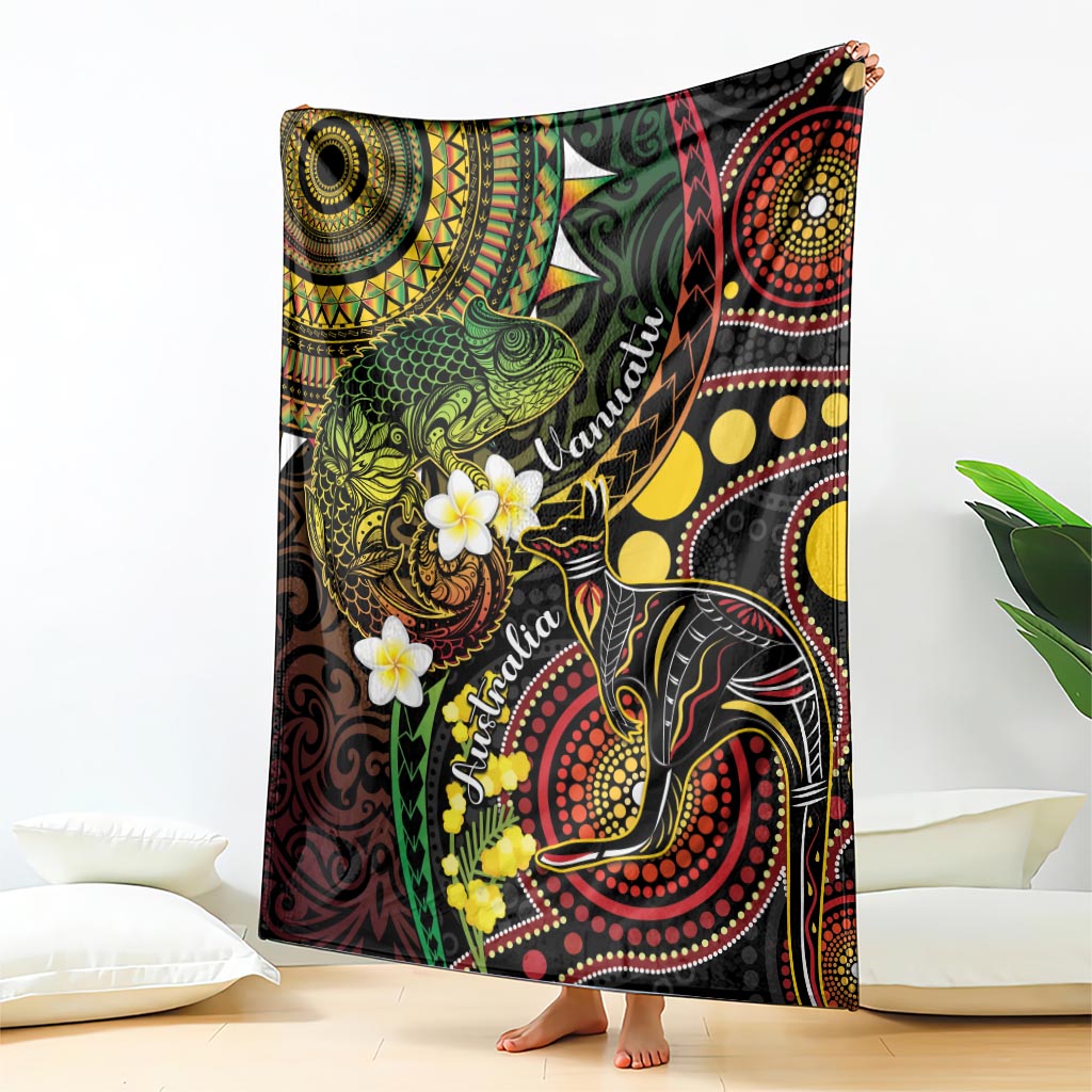 Vanuatu And Australia Aboriginal Blanket Iguana And Kangaroo Together LT05 - Polynesian Pride