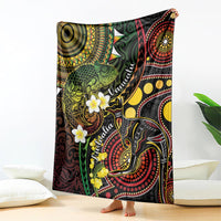 Vanuatu And Australia Aboriginal Blanket Iguana And Kangaroo Together LT05 - Polynesian Pride