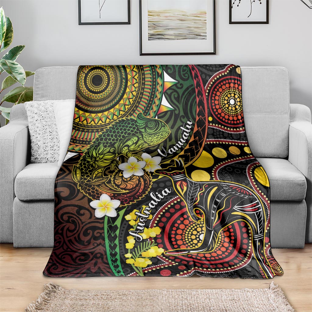 Vanuatu And Australia Aboriginal Blanket Iguana And Kangaroo Together LT05 - Polynesian Pride