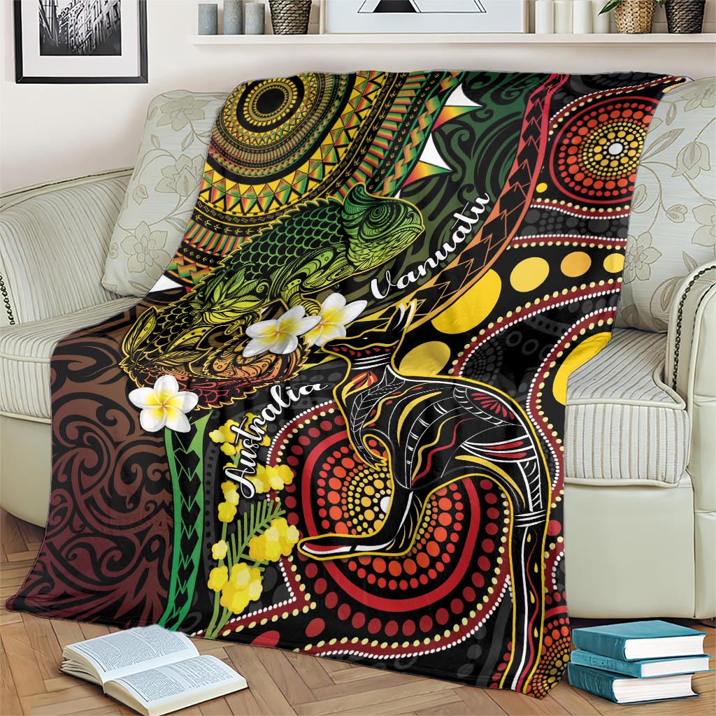 Vanuatu And Australia Aboriginal Blanket Iguana And Kangaroo Together LT05 - Polynesian Pride