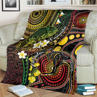 Vanuatu And Australia Aboriginal Blanket Iguana And Kangaroo Together LT05 - Polynesian Pride