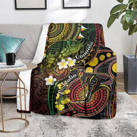 Vanuatu And Australia Aboriginal Blanket Iguana And Kangaroo Together LT05 - Polynesian Pride