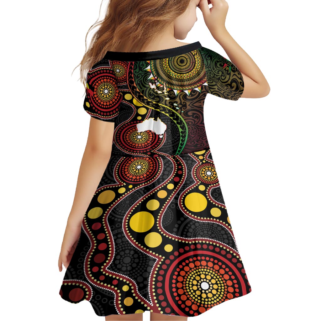 Vanuatu And Australia Aboriginal Family Matching Off Shoulder Maxi Dress and Hawaiian Shirt Iguana And Kangaroo Together LT05 - Polynesian Pride