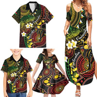 Vanuatu And Australia Aboriginal Family Matching Summer Maxi Dress and Hawaiian Shirt Iguana And Kangaroo Together LT05 - Polynesian Pride