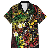 Vanuatu And Australia Aboriginal Family Matching Summer Maxi Dress and Hawaiian Shirt Iguana And Kangaroo Together LT05 Dad's Shirt - Short Sleeve Black - Polynesian Pride