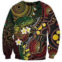 Vanuatu And Australia Aboriginal Sweatshirt Iguana And Kangaroo Together LT05 Unisex Black - Polynesian Pride