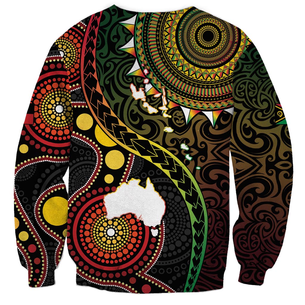 Vanuatu And Australia Aboriginal Sweatshirt Iguana And Kangaroo Together LT05 - Polynesian Pride