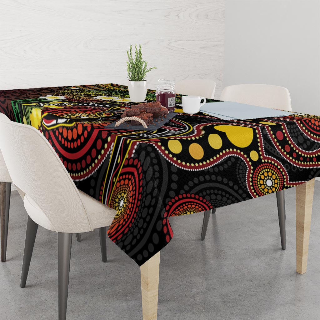 Vanuatu And Australia Aboriginal Tablecloth Iguana And Kangaroo Together