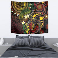 Vanuatu And Australia Aboriginal Tapestry Iguana And Kangaroo Together