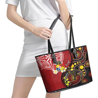 Tonga Ngatu And Australia Aboriginal Leather Tote Bag Tongan Dove And Kangaroo Together