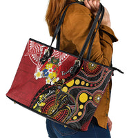Tonga Ngatu And Australia Aboriginal Leather Tote Bag Tongan Dove And Kangaroo Together