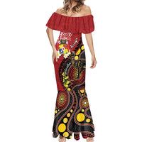 Tonga Ngatu And Australia Aboriginal Mermaid Dress Tongan Dove And Kangaroo Together