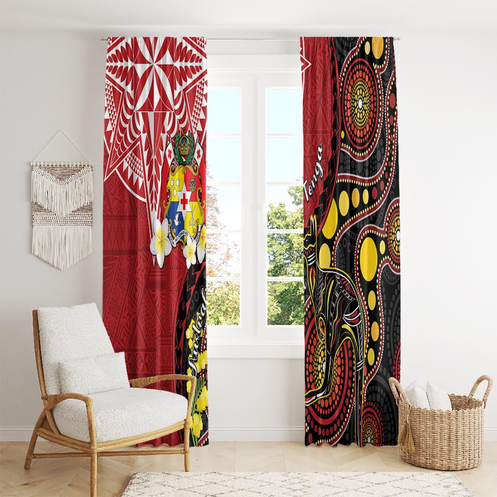 Tonga Ngatu And Australia Aboriginal Window Curtain Tongan Dove And Kangaroo Together