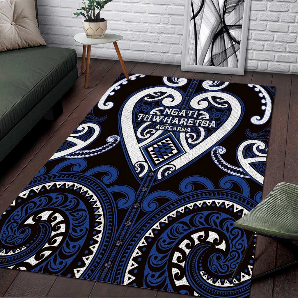 Aotearoa Ngati Tuwharetoa Area Rug Maori Tribal Pattern LT05 Navy - Polynesian Pride