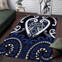 Aotearoa Ngati Tuwharetoa Area Rug Maori Tribal Pattern LT05 Navy - Polynesian Pride