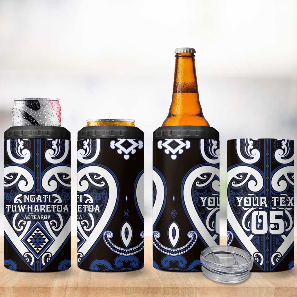 Custom Aotearoa Ngati Tuwharetoa 4 in 1 Can Cooler Tumbler Maori Tribal Pattern