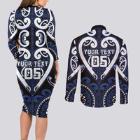 Custom Aotearoa Ngati Tuwharetoa Couples Matching Long Sleeve Bodycon Dress and Long Sleeve Button Shirt Maori Tribal Pattern