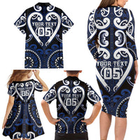 Custom Aotearoa Ngati Tuwharetoa Family Matching Long Sleeve Bodycon Dress and Hawaiian Shirt Maori Tribal Pattern
