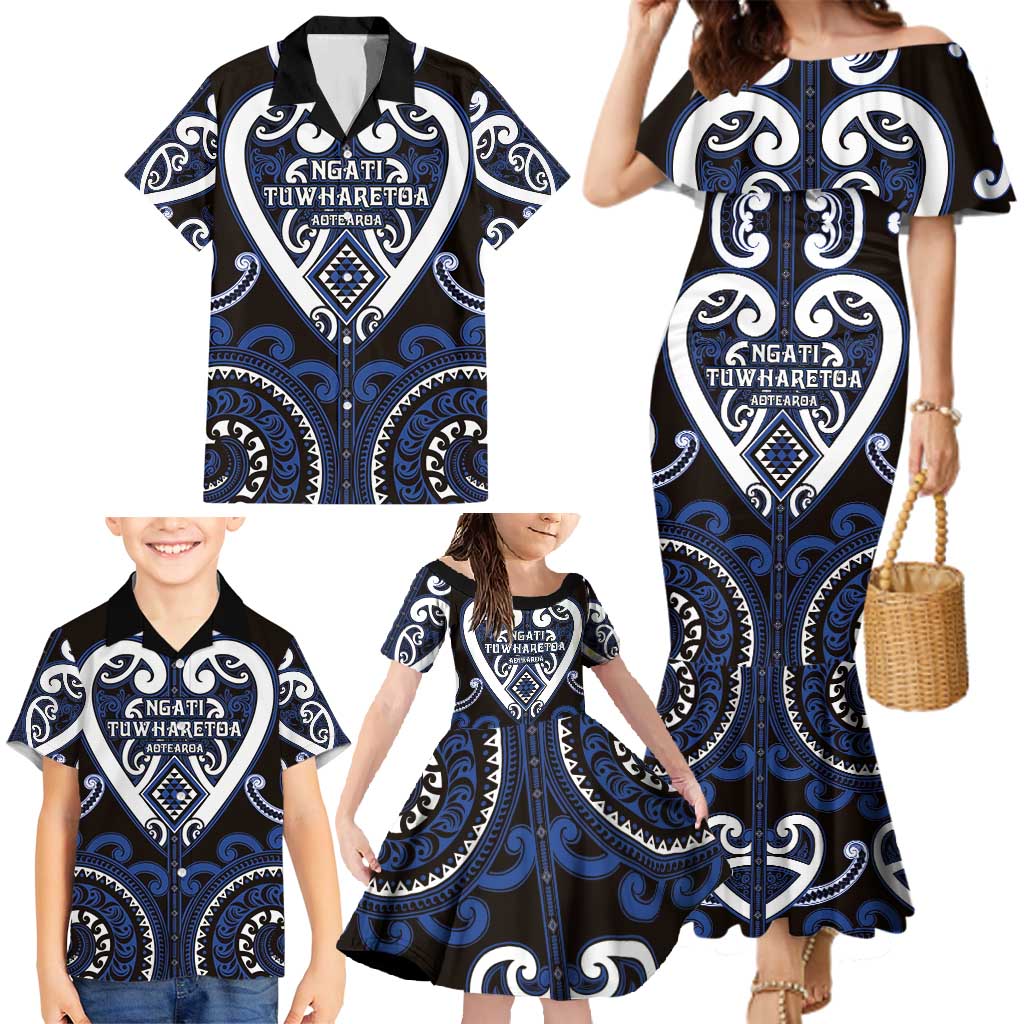 Custom Aotearoa Ngati Tuwharetoa Family Matching Mermaid Dress and Hawaiian Shirt Maori Tribal Pattern