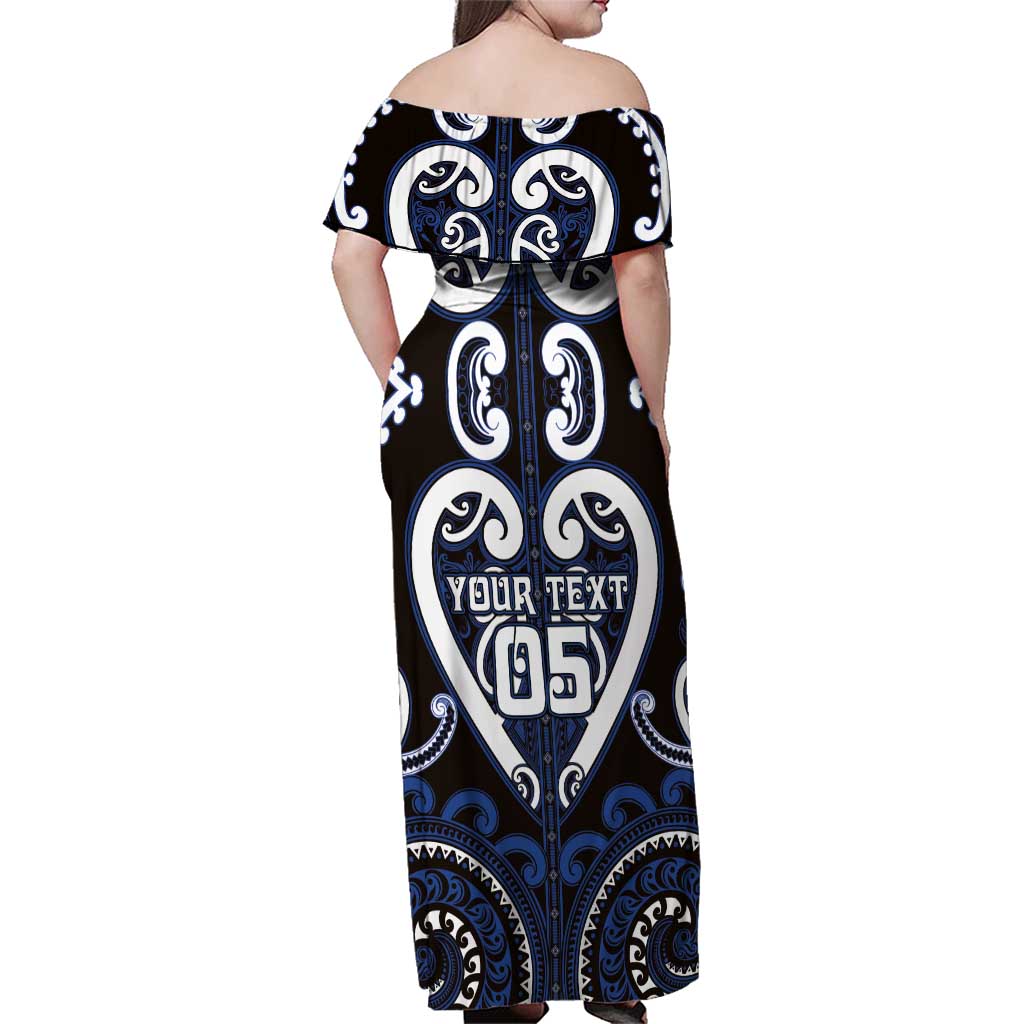 Custom Aotearoa Ngati Tuwharetoa Family Matching Off Shoulder Maxi Dress and Hawaiian Shirt Maori Tribal Pattern