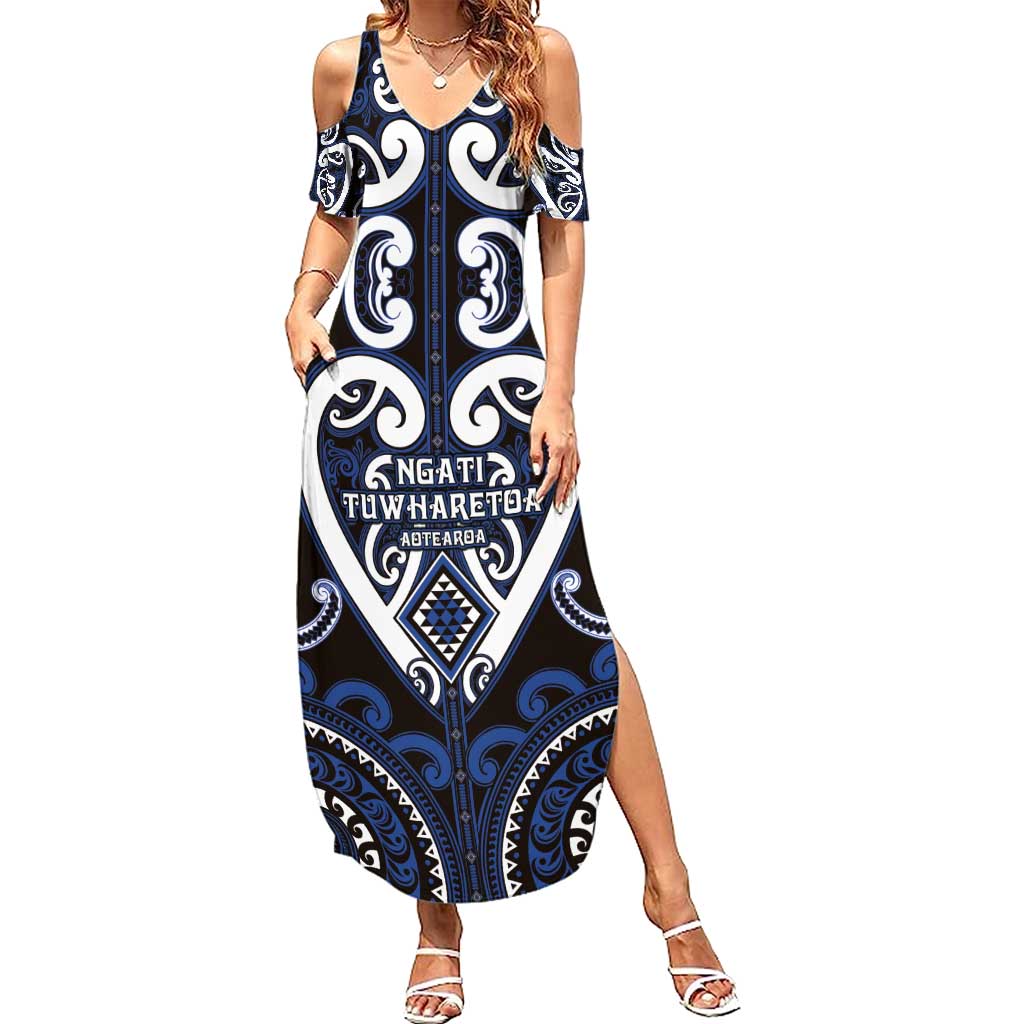 Custom Aotearoa Ngati Tuwharetoa Family Matching Summer Maxi Dress and Hawaiian Shirt Maori Tribal Pattern